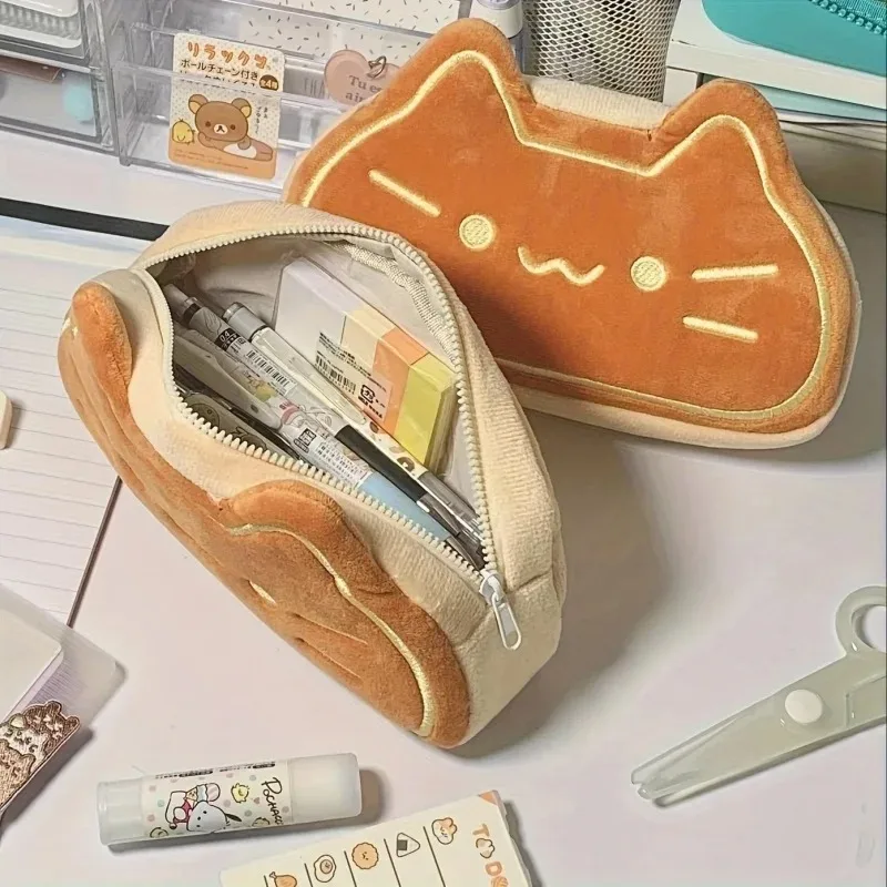 Bolso de mano para estudiante de gato estilo Ins, bonito estuche para lápices de alto valor, papelería, almacenamiento de gran capacidad, bolso pericarp para chica