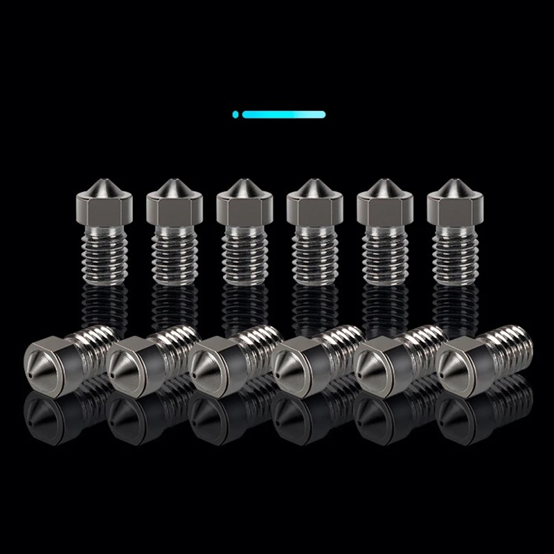 Bico v6 de aço endurecido 0.2/0.4/0.6/0.8/1mm 1.75mm filamento m6 bico de impressora 3d para ender 3 hotend titan extrusora prusa i3 mk3
