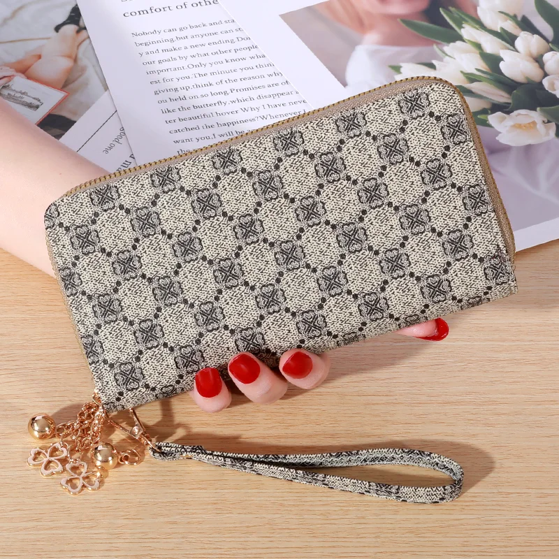 Portafoglio lungo semplice di grande capacità, borsa con cerniera in ecopelle, pochette multifunzionale Casual
