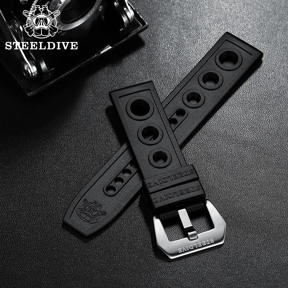STEELDIVE 自動時計ストラップ交換用時計バンド自動時計 22 ミリメートルブレスレットブルーダイブウォッチラバーストラップ 20/22 ミリメートル