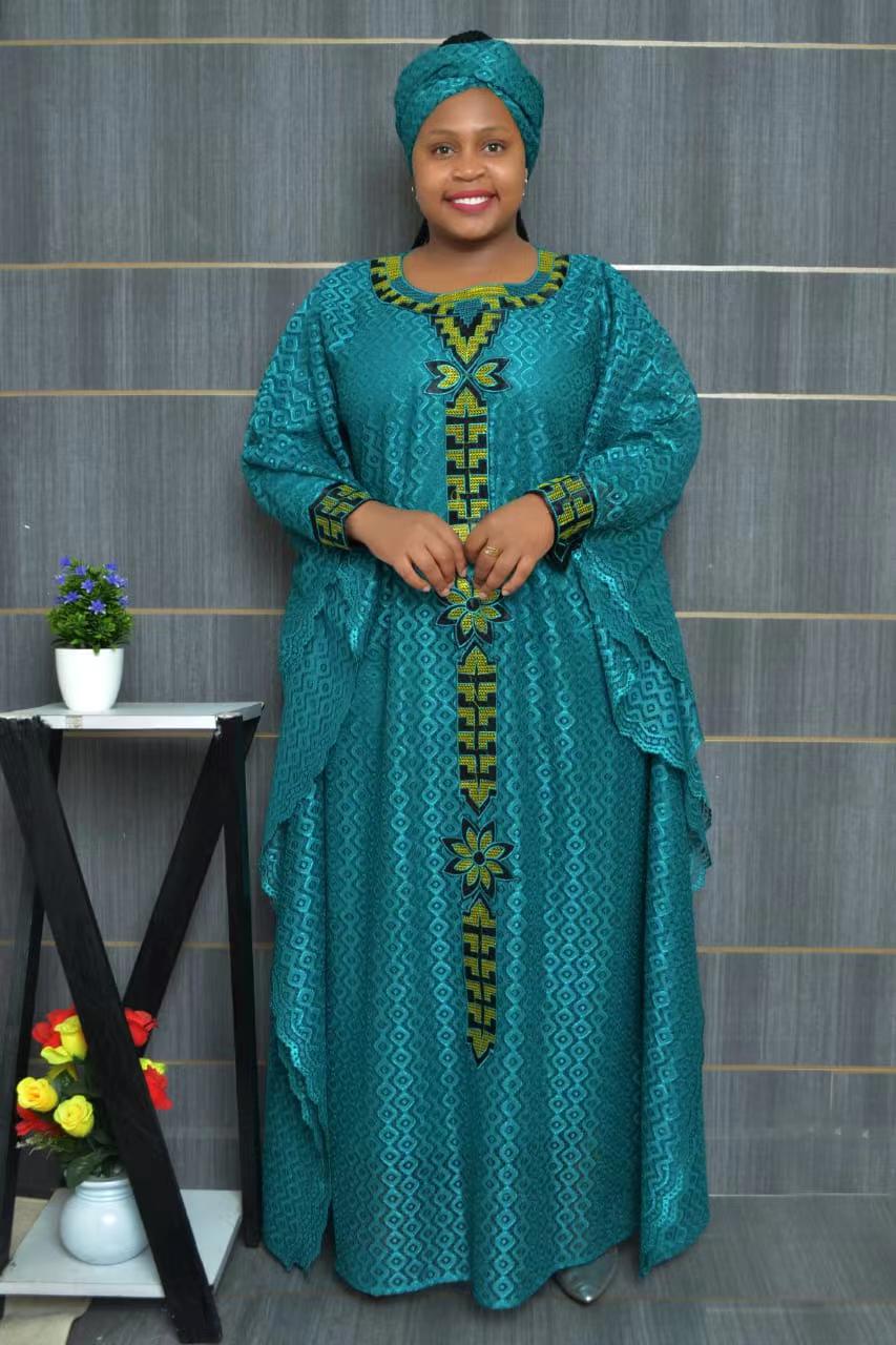 Mit Headtie Mode Afrikanische Kleider für Frauen Muslimischen Spitze Boubou Dashiki Traditionelle Afrika Kleidung Ankara Outfits Abendkleid