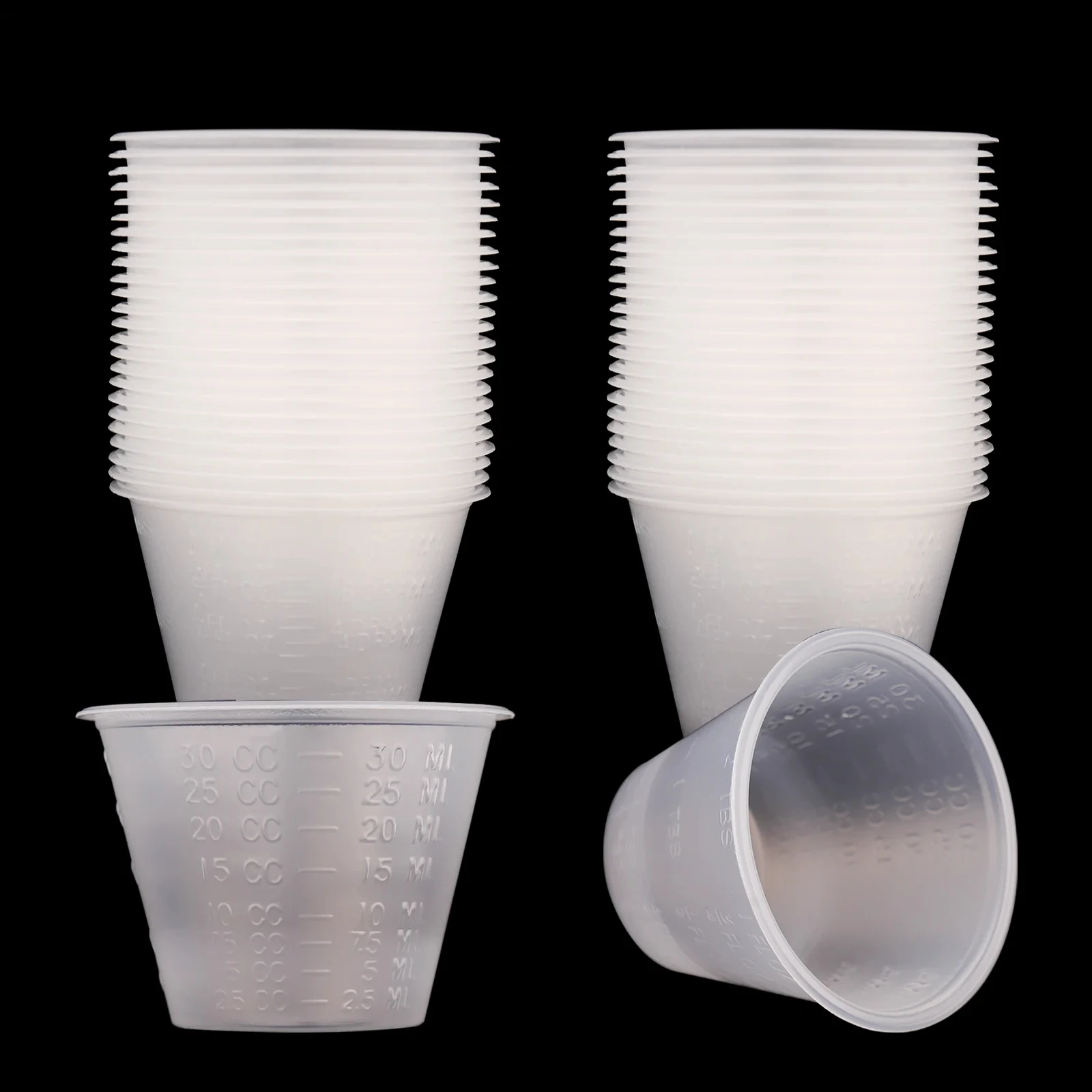 100pcs 1oz (30ml) Graduated Plastic Mix Cups Universal Measuring Paint Tray for Airbrush Painting DIY Art Craft Model Hobby Tool