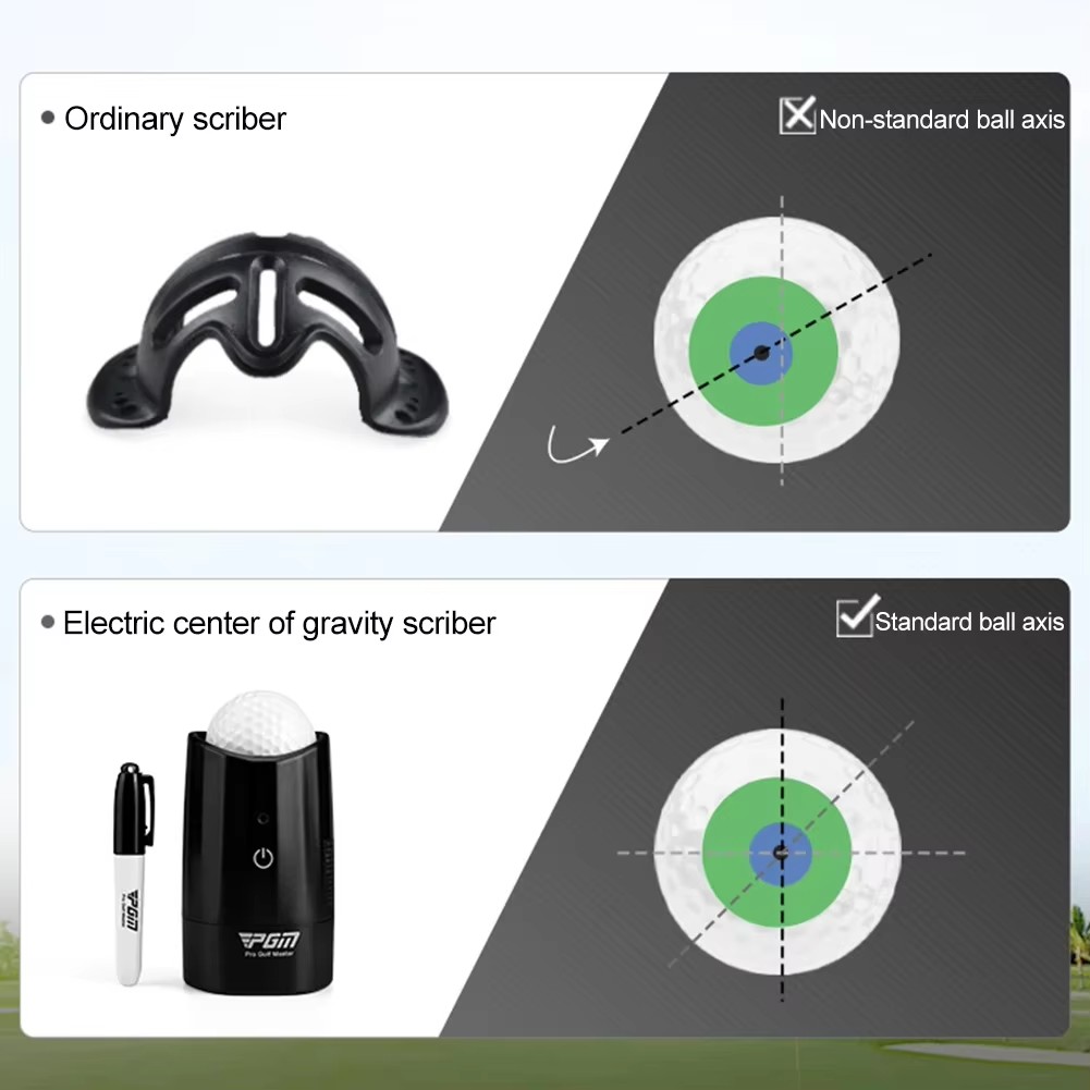 Scriber elettrico da golf Strumento di allineamento del rivestimento della pallina da golf Trova centro di gravità Linea di distribuzione Accessori da golf per pittore di palline