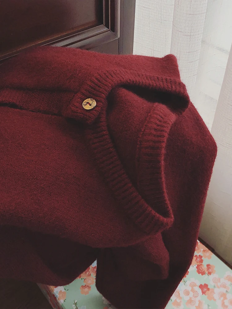 Cardigan Casual de Camere com Decote Redondo para Mulheres, Suéter de Outono Inverno, Jaqueta Estilo Coreano de Manga Longa