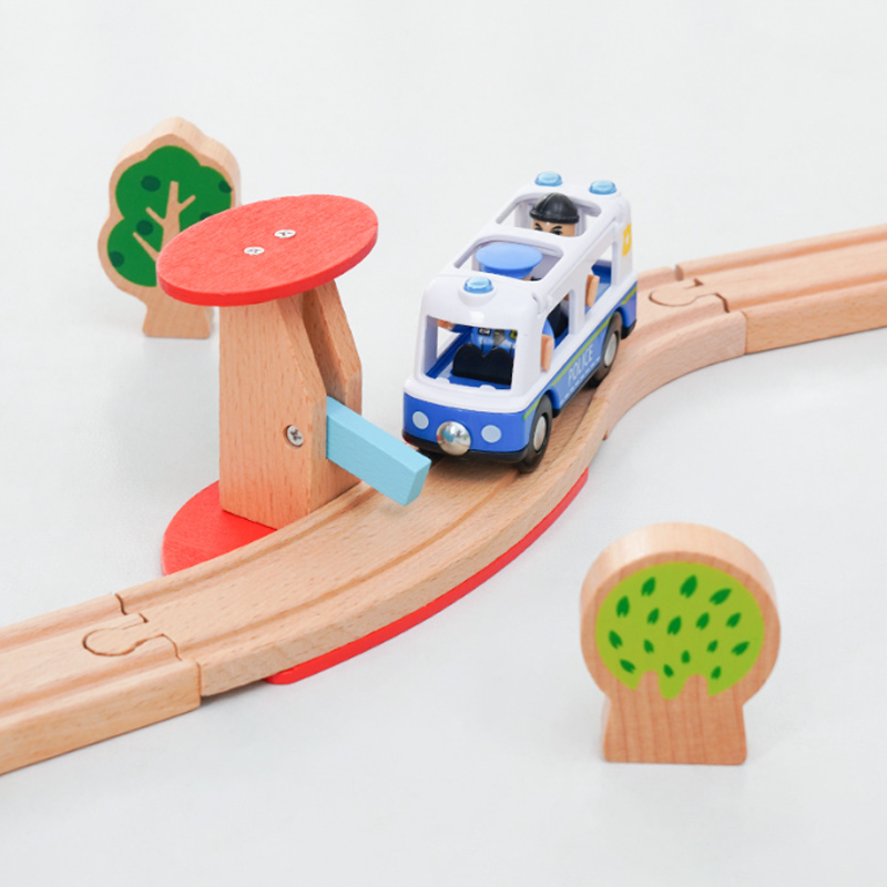 Wooden Train Track Accessories Roadblocks Station Scene Educational Toy For Kids Compatible with Thomas Wooden Railway System