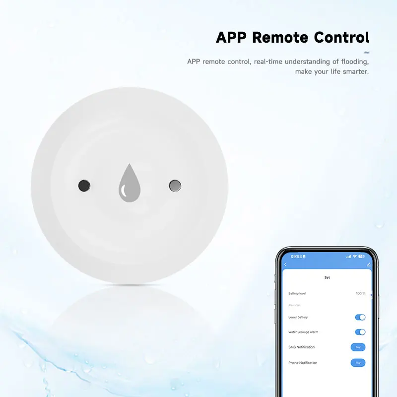 Tuya Zigbee-Sensor de inmersión en agua, 2mqtt, Sensor inteligente de fugas de vida, alarma de conexión de agua, monitoreo remoto por aplicación, Detector de fugas de agua