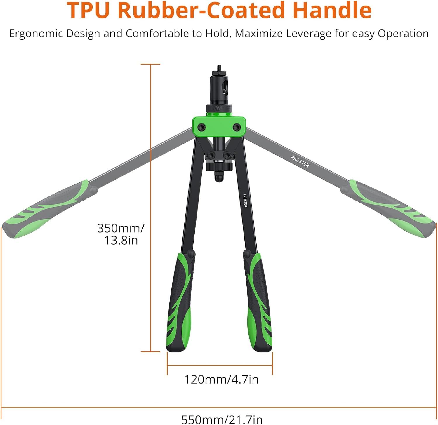 Proster 14" Riveteuse Pince à Rivets Professionnelle Pistolet à Écrous Robuste Sertir Kit Klinknagels met 6 Mandrins