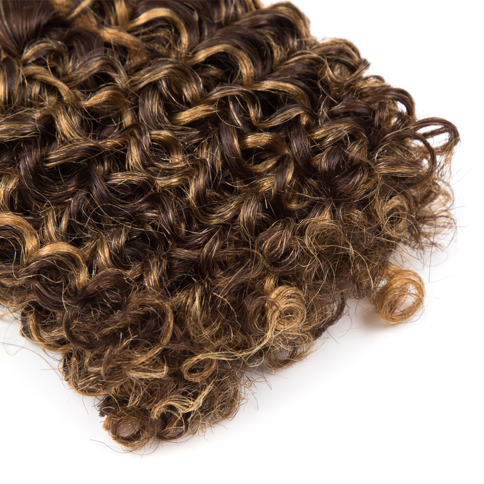 Jerry bouclés cheveux humains paquets brésilien crépus Curl 5 pièces P4/27 mettre en évidence les cheveux humains armure faisceaux Remy Extension de cheveux