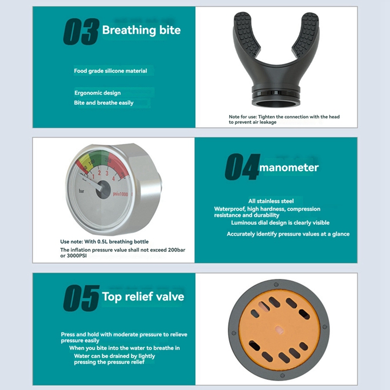 Mini Sauerstoff Zylinder DivingDuchen Lehre Unterwasser Entlüfter Schwimmen Ausrüstung Atem Tank Atem Ventil Kopf-Y41A