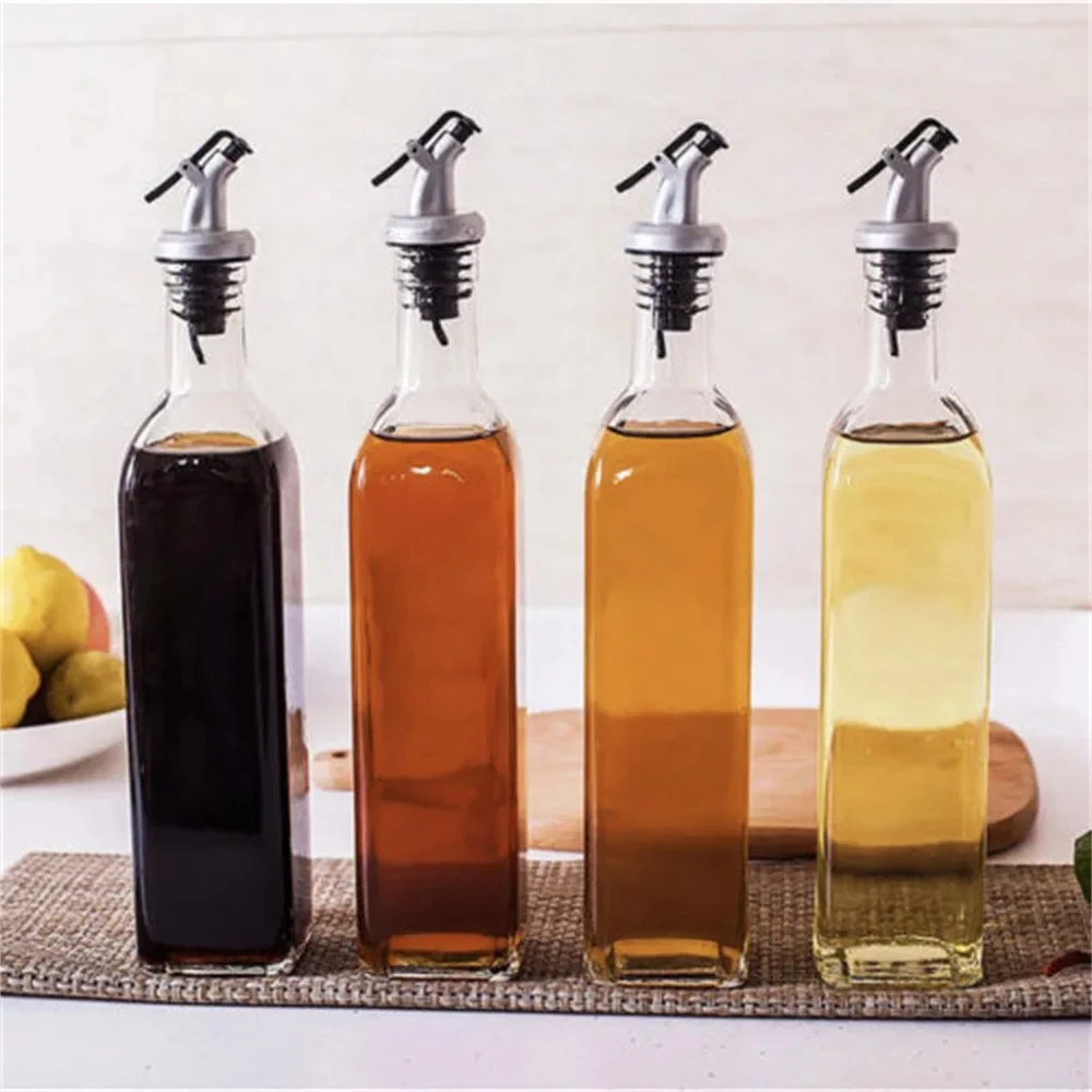 Bote de aceite de 150ML/250ML/500ML, botella de plástico a prueba de fugas para condimentos de cocina, salsa de soja, vinagre, botella de aceite de oliva transparente