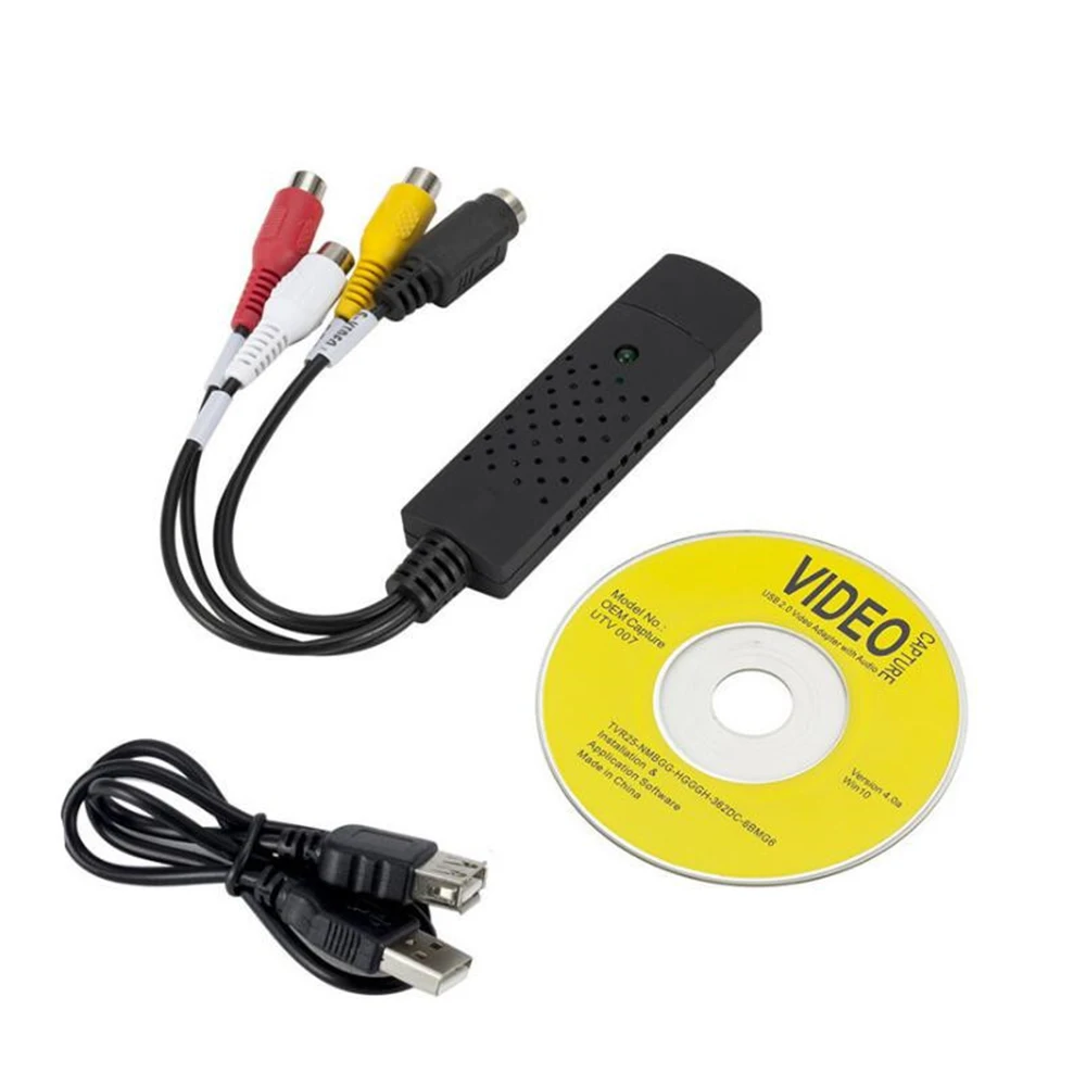 Преобразователь VHS в цифровой USB 2.0 Видеоконвертер Карта захвата аудио VHS Box VCR ТВ в цифровой преобразователь для Win 7/8/10