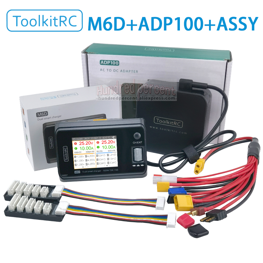 Toolkitrc m6d 500w 15a adp100 dc Zwei kanal Mini Smart Ladegerät Entlader für 1-6s Lipo Batterie fpv Modell Ersatzteil ersetzen