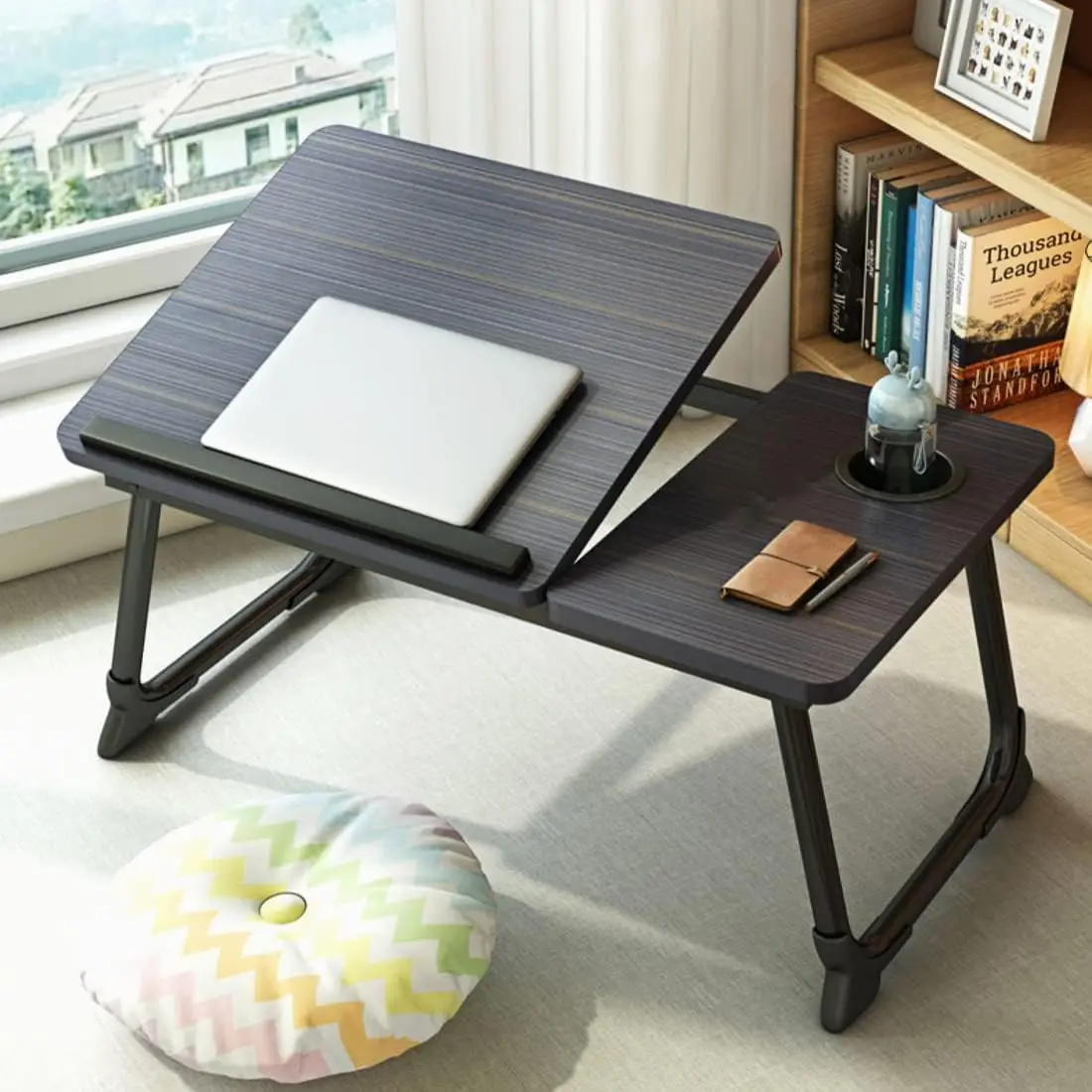 Multifunctional Lazy Table Portable Foldable Bed Table Height Adjustable Computer Desk with Cup Holder for Bed Office