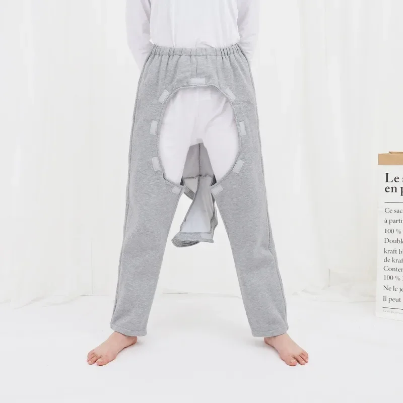 Old Man เปิด Crotch กางเกงอัมพาตเตียง Incontinence ผู้ป่วยชุดนอนรั่วปัสสาวะเสื้อผ้ากางเกงหญิงตั้งครรภ์สบาย