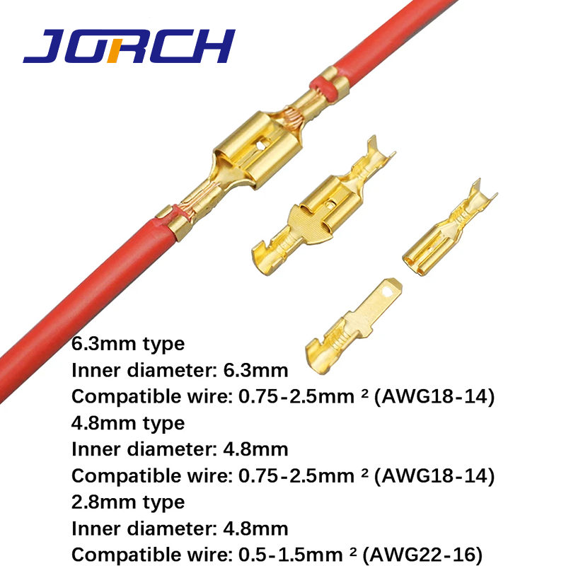 50Pcs 2.8mm 4.8mm 6.3mm Plug Spring Female Male Spade Cold Crimp Terminals Connector Car Speaker Electrical Wire connectors Set