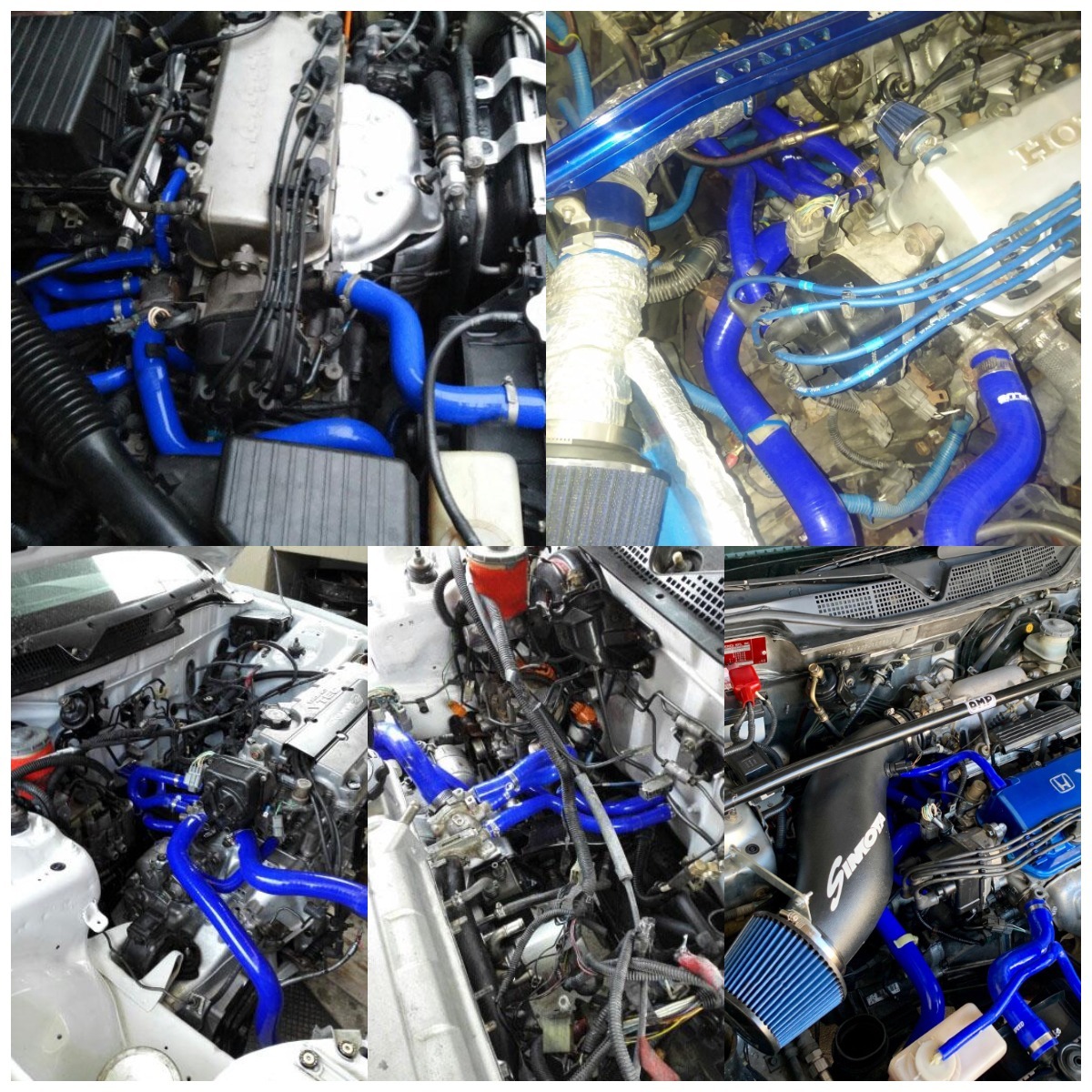 シリコンラジエーターホークキット,カーアクセサリー,ホンダシビック,1992 1993 1994-1995 d15 d16 eg,ブルー,9個