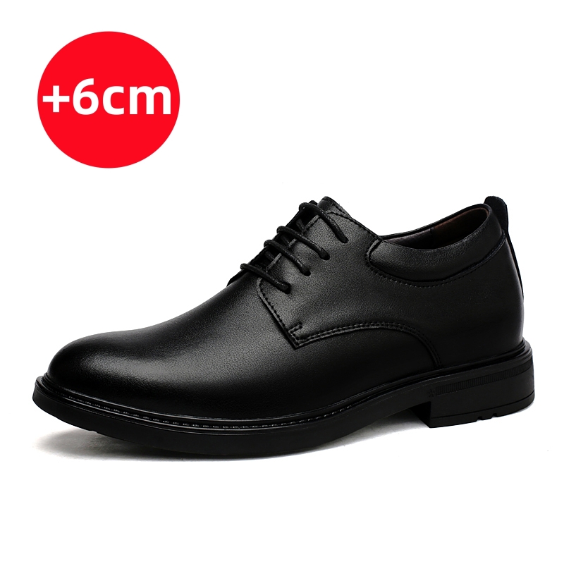 High End Brand Office Business Dress Shoes Men's Inner Height Shoes Thick Soled Simple Black Men's Genuine Leather Casual Shoes