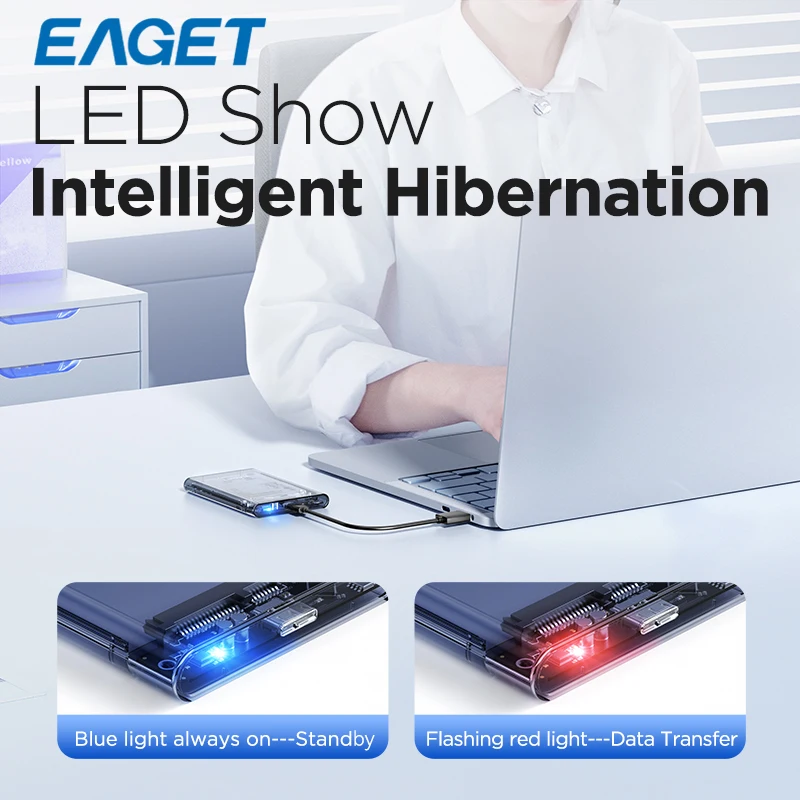 Eaget HDD Case 2.5in SATA to USB 3.0 Hard Drive Enclosure for SSD Disk HDD Box USB C 3.1 Gen 2 Case HD External HDD Enclosure