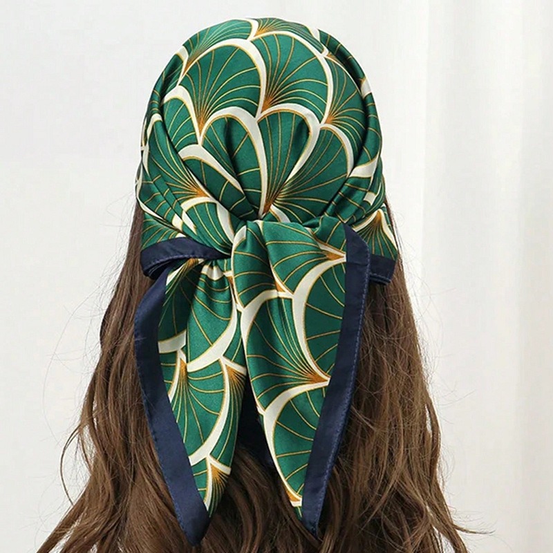 Lenço quadrado de seda de cetim de impressão de luxo para mulheres xale hijab lenço feminino fita de cabelo bandana moda envoltório 2023 novo