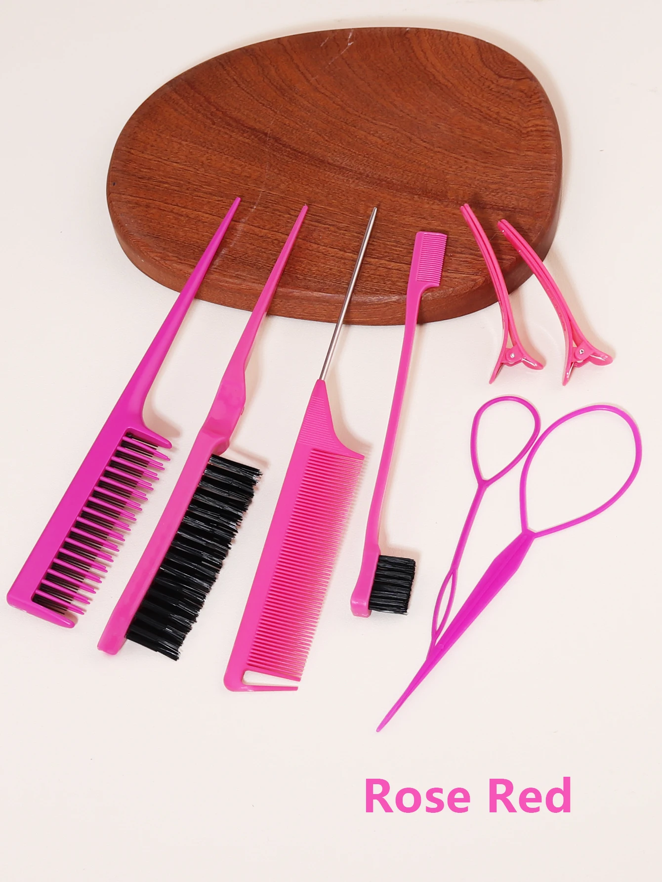 Conjunto de pente de estilo de cabelo de 8 peças com pente de rasgo triplo pente de cauda de mouse escova de borda acessórios de salão de cabeleireiro especial para perucas de cabelo real