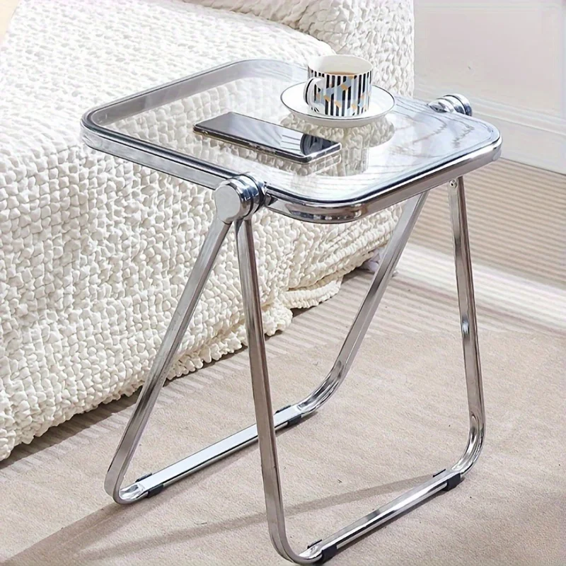 Mesa lateral dobrável - Mesa de centro transparente elegante para sala de estar, sofá, canto e varanda, mesa de centro