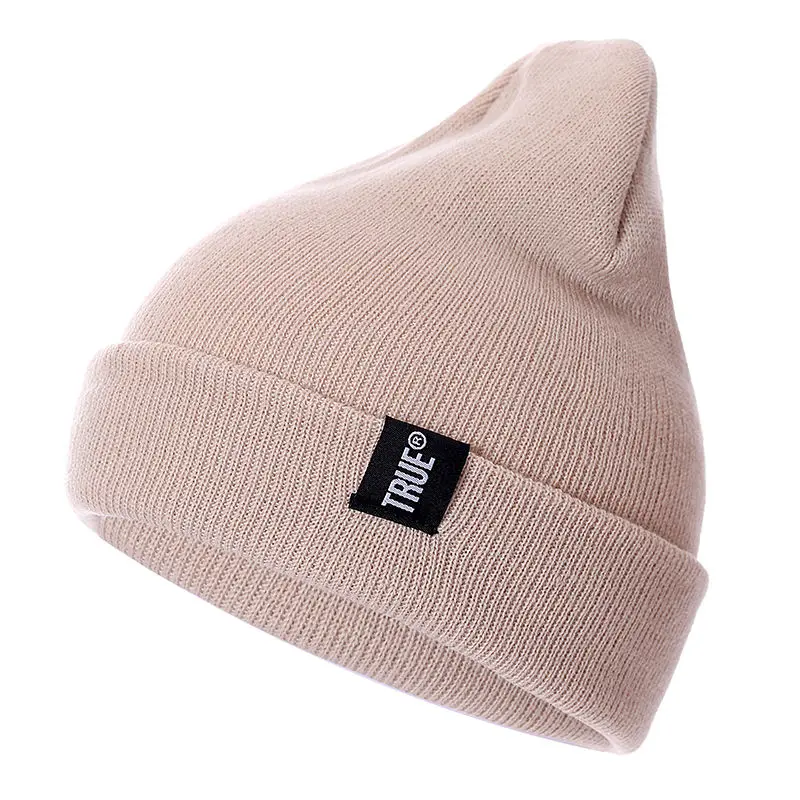 Letter True 10-Farben-Freizeitmützen für Männer und Frauen, modische gestrickte Wintermütze, solide Hip-Hop-Skullies-Mütze, Motorhaube, Unisex-Kappe