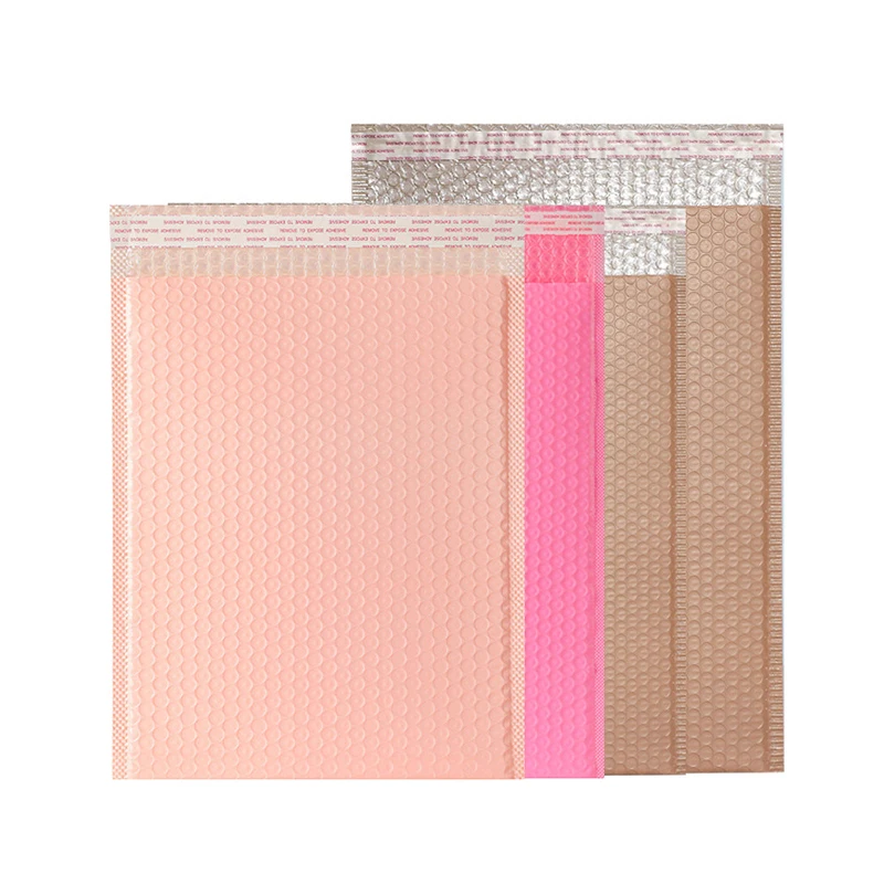 Bolsa de burbujas acolchada de espuma de plástico, sobres grandes de 25x30cm, color café/rosa, para embalaje de ropa, a prueba de golpes, para mensajería, 20 piezas