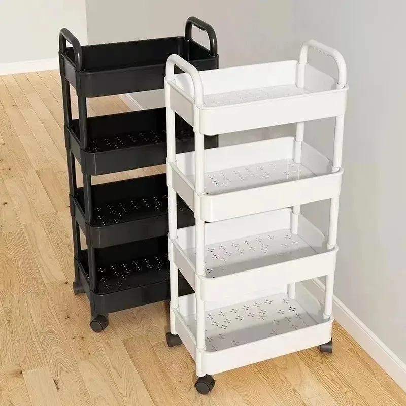 / Casa multi-camada pequeno carrinho de armazenamento rack de chão ao chão cozinha quarto banheiro rack de armazenamento com rodas