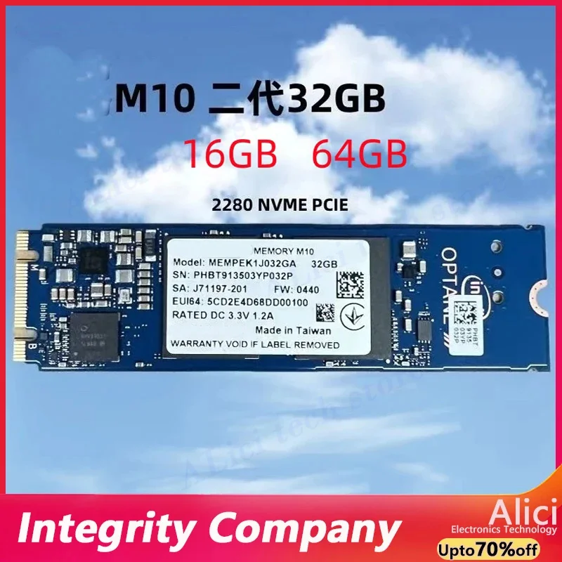 2nd generatioM10 M.2 2280 SSD 64GB 32GB 16GB PCIe M.2 2242 3.0 3D Xpoint NVMe Internal Solid State Drive For Intel Optane Memory