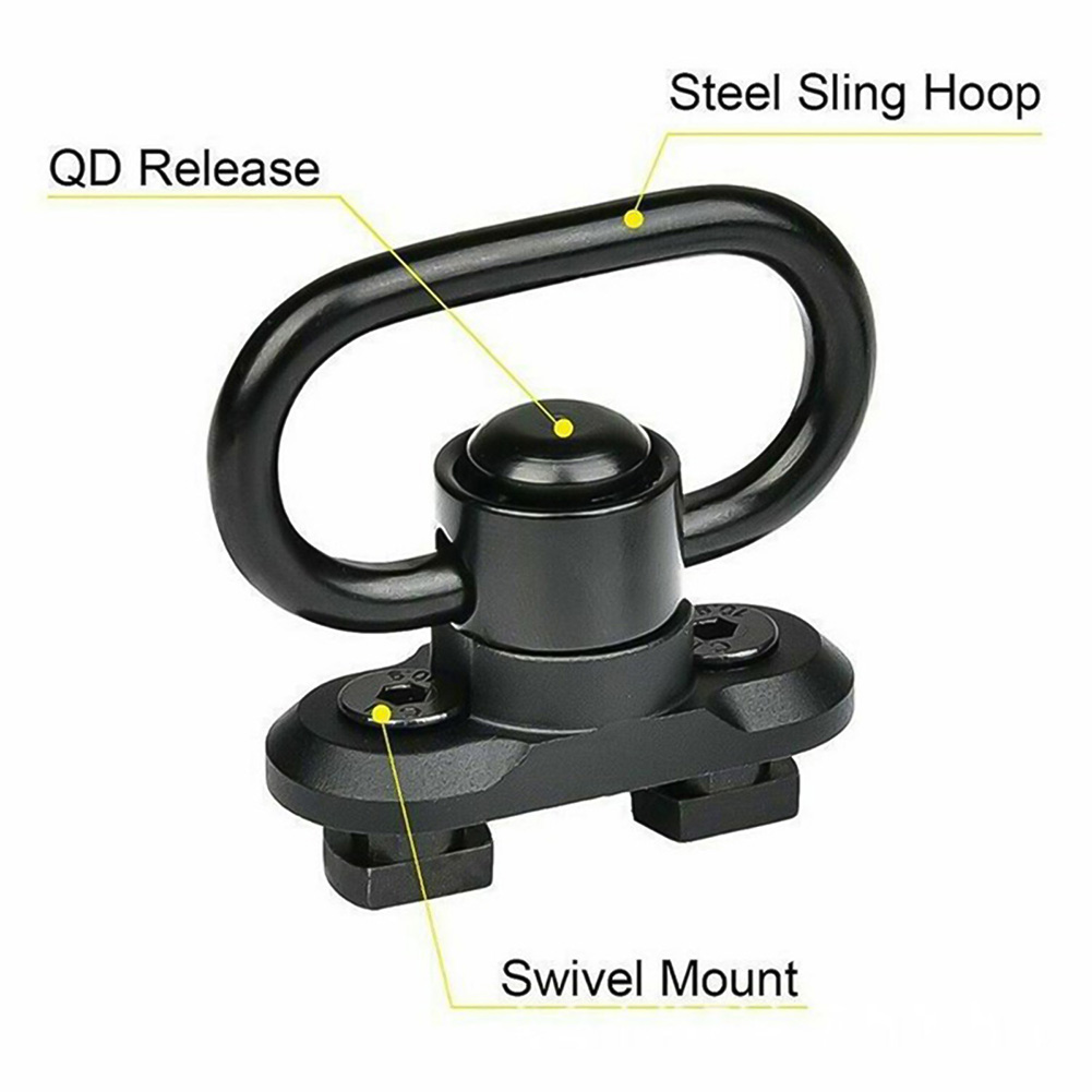 Soporte giratorio QD Sling de 1,25 pulgadas, giratorio de botón de separación rápida de alta resistencia para eslinga de dos puntos 360 ° Eslinga QD giratoria fácil de montar