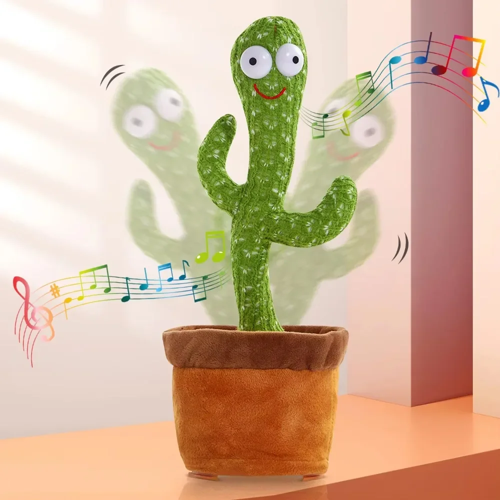 Dancing Cactus Talking Toy Plush with Voice Changing Function, 120 Pcs Songs USB Charging, Educational Gift for Children