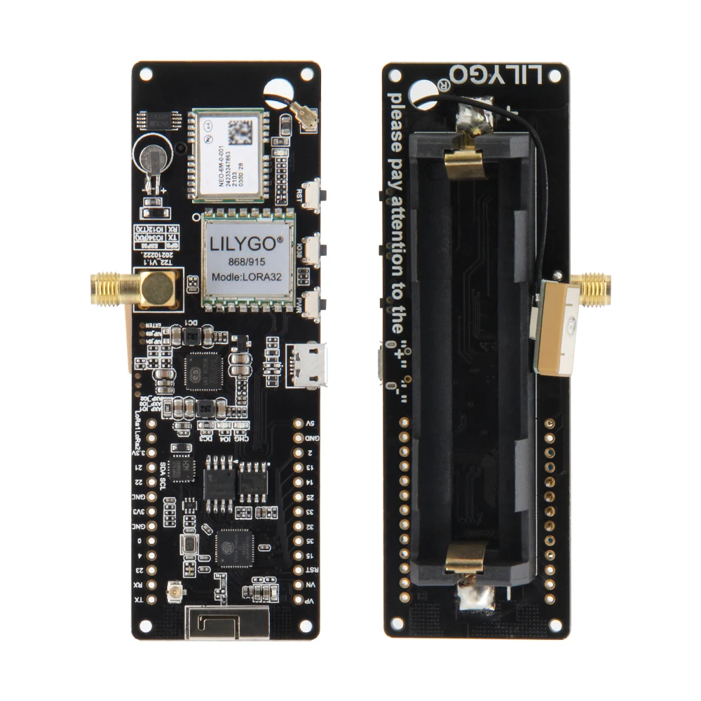 LILYGO®TTGO Meshtastic T Tia V1.1 ESP32 LoRa 915MHz 433MHz 868MHz 923MHz WiFi BLE GPS Với màn Hình OLED 0.96 Inch 18650 Pin
