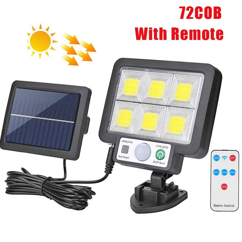 Lámpara de pared dividida Solar LED, lámparas con Sensor de movimiento impermeables de 3 modos, alumbrado público de jardín, lámpara Solar para luz de pared de seguridad de garaje