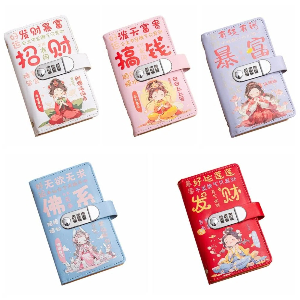 50Sheets Saving Money Binder Lucky Letter PU Leather Budget Binder with Lock Portable Refillable Planner Organizer