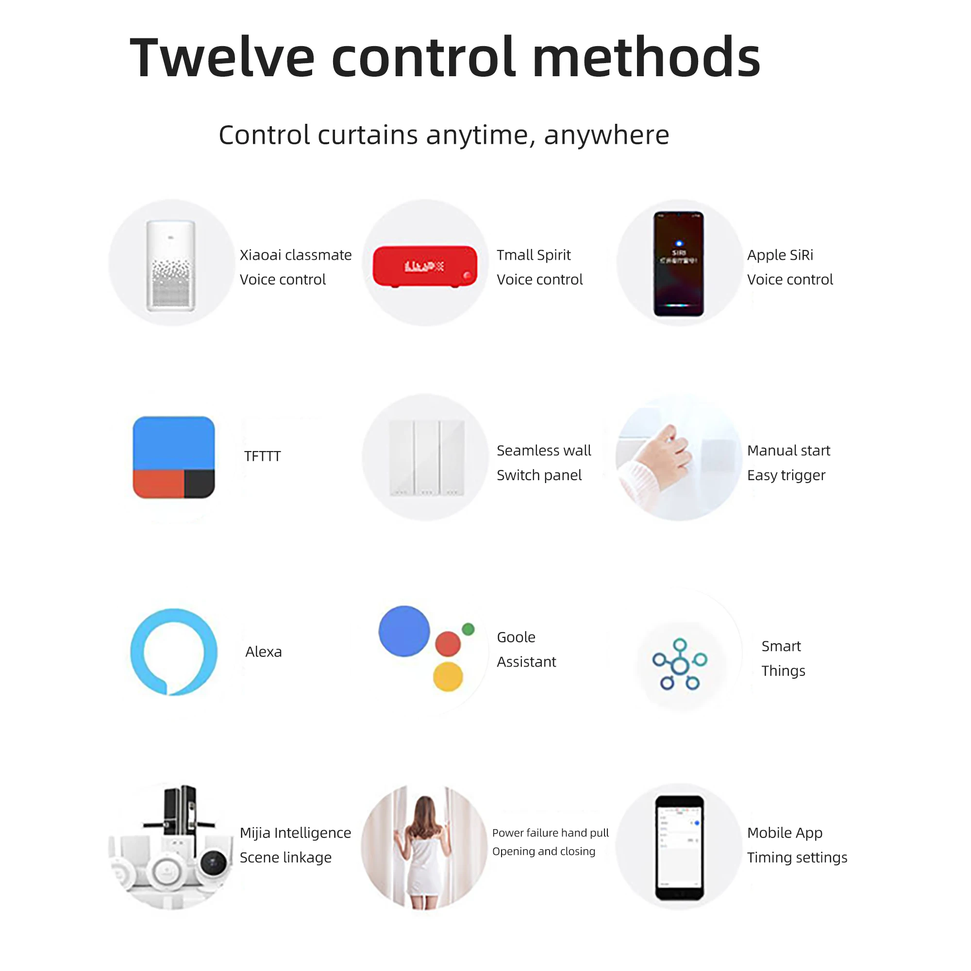 Tuya Wifi alexa Zigbee Alexa Google Smart Home Sistema de cortina eléctrica Juego de seguimiento de motor