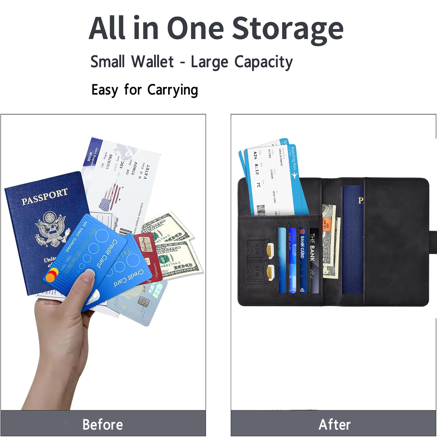 Porta-passaporte para viagens Essentials Capa carteira para passaporte para acessórios de viagem, porta-livros de passaporte para mulheres/homens