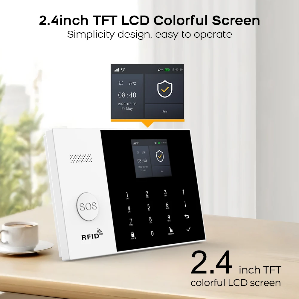 Système d'alarme WIFI GSM Tuya Smart Life APP maison Protection de sécurité intelligente système d'alarme de sécurité sans fil avec ALexa