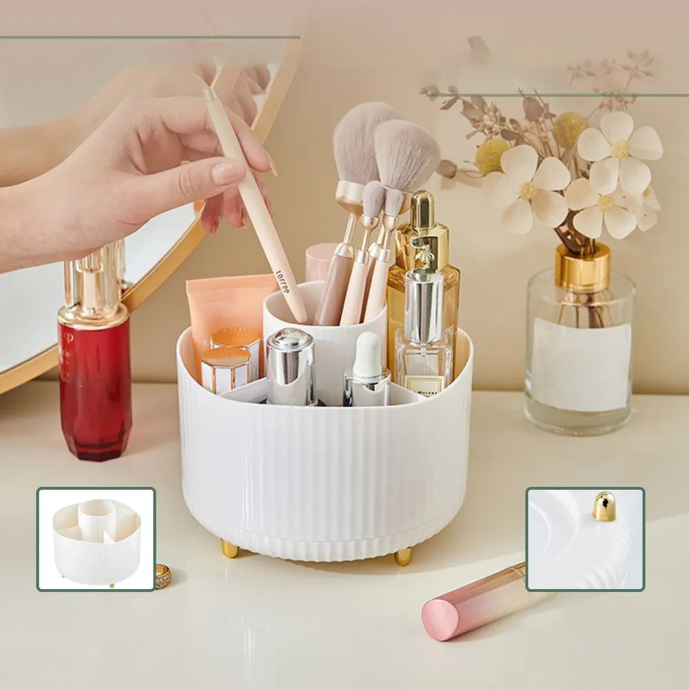 360 ° rotante Strumento per il trucco Scatola di archiviazione Organizzatore desktop Spazzole cosmetiche Titolare Rossetto Sopracciglio Supporto a matita Contenitore per gioielli