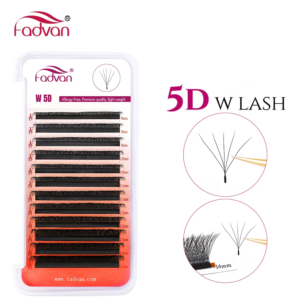 Pestañas FADVAN 5D pestañas en forma de W ventiladores de volumen prefabricados naturales C/D/L/M extensiones de pestañas en forma de W rizadas