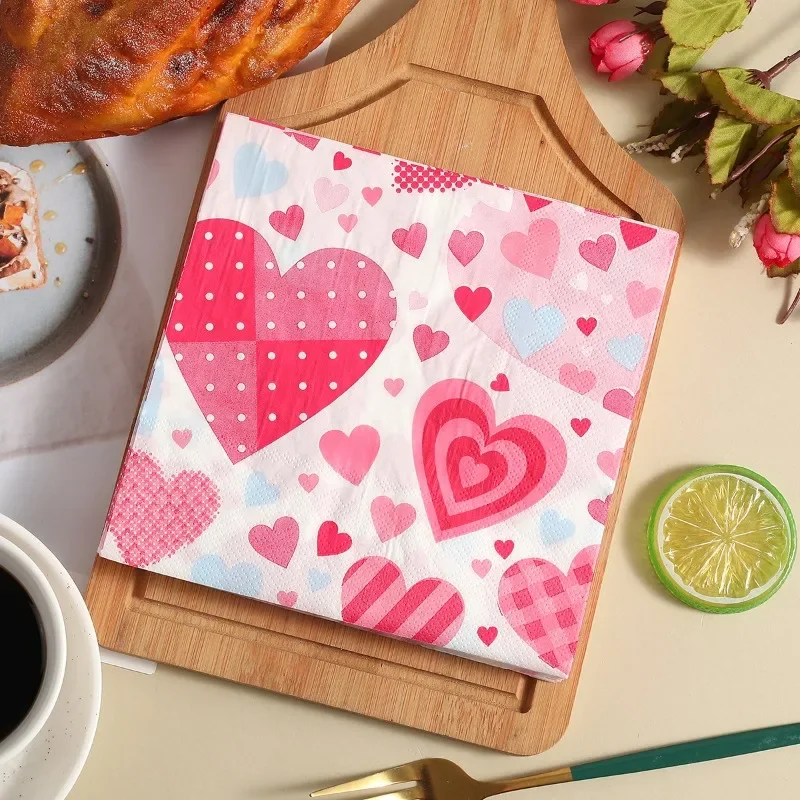10/20pcs Valentine's Day Napkin Love Series Colorful Paper Placemats Party Ambience Decorative Paper Butterfly Bone Bart Paper