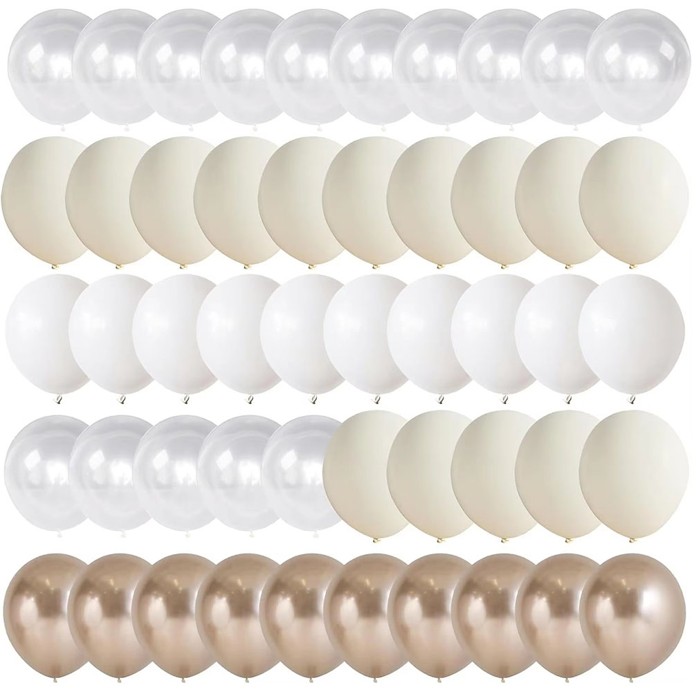 20Pcs Nude Metallic Champagne Cream White Transparent Balloon Wedding Anniversary Engagement Decorations