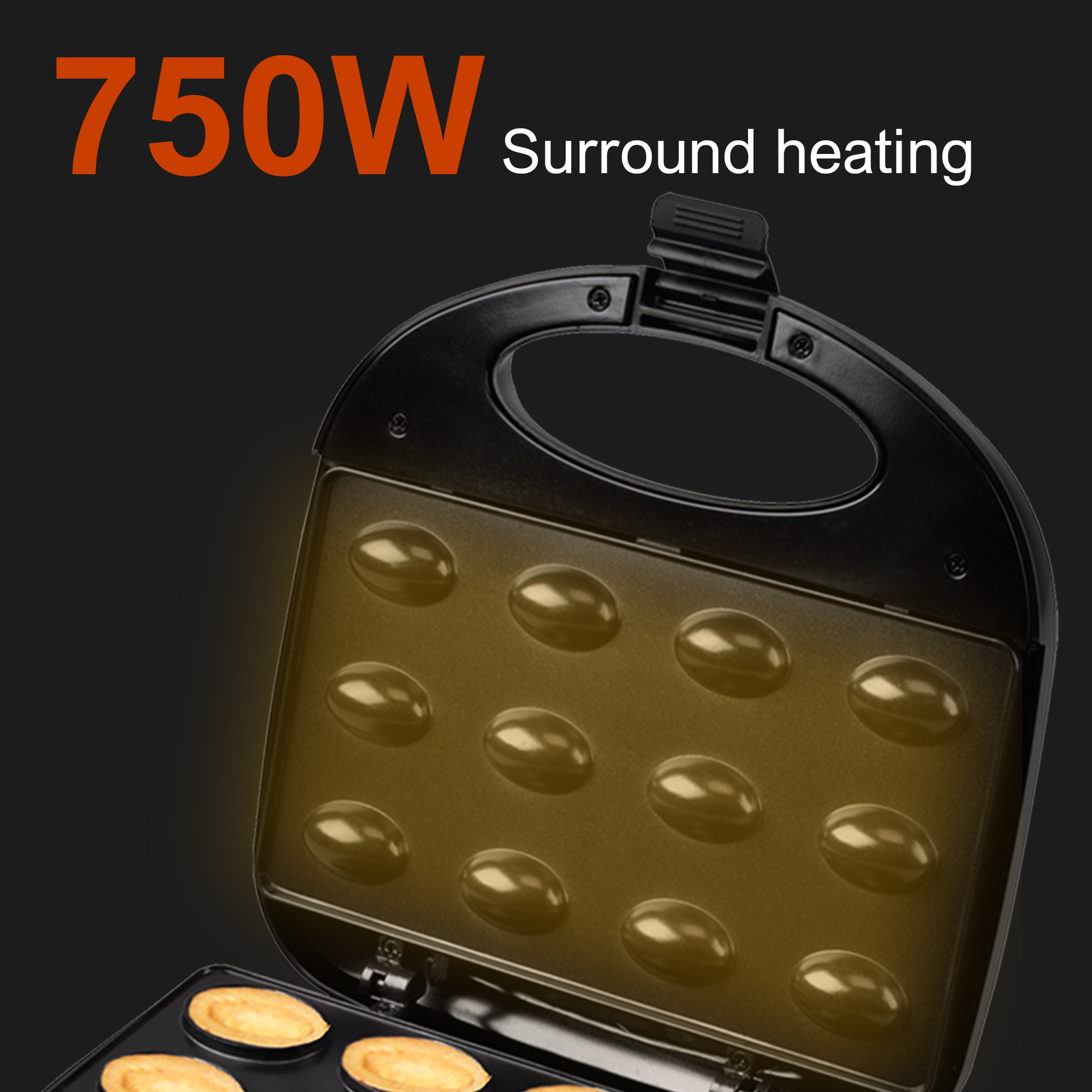 電気クルミケーキワッフルメーカー 750 ワット調理キッチン家電朝食ワッフルマシンノンスティック鉄パン Sonifer