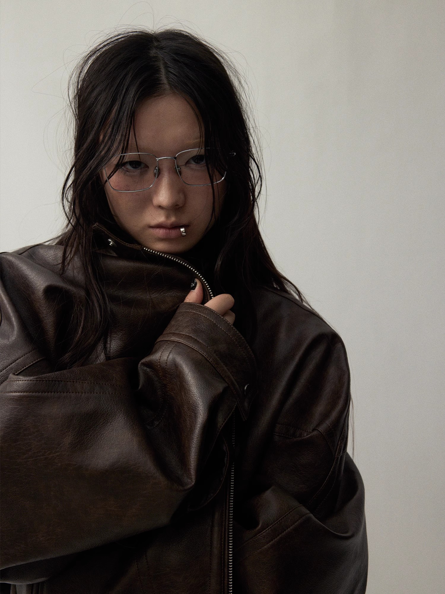 Lautaro Herbst Coole Hübsche Distressed Braun Übergroße Pu Leder Jacke Frauen Zipper Stehkragen Amerikanische Retro Kleidung