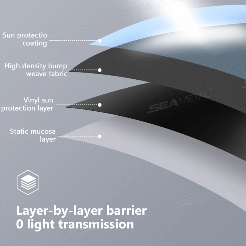 SEAMETAL-visera electrostática para ventana lateral de coche, cortinas parasol de 4 capas, antideslumbrante, bloqueador UV, cubierta de protección solar automática