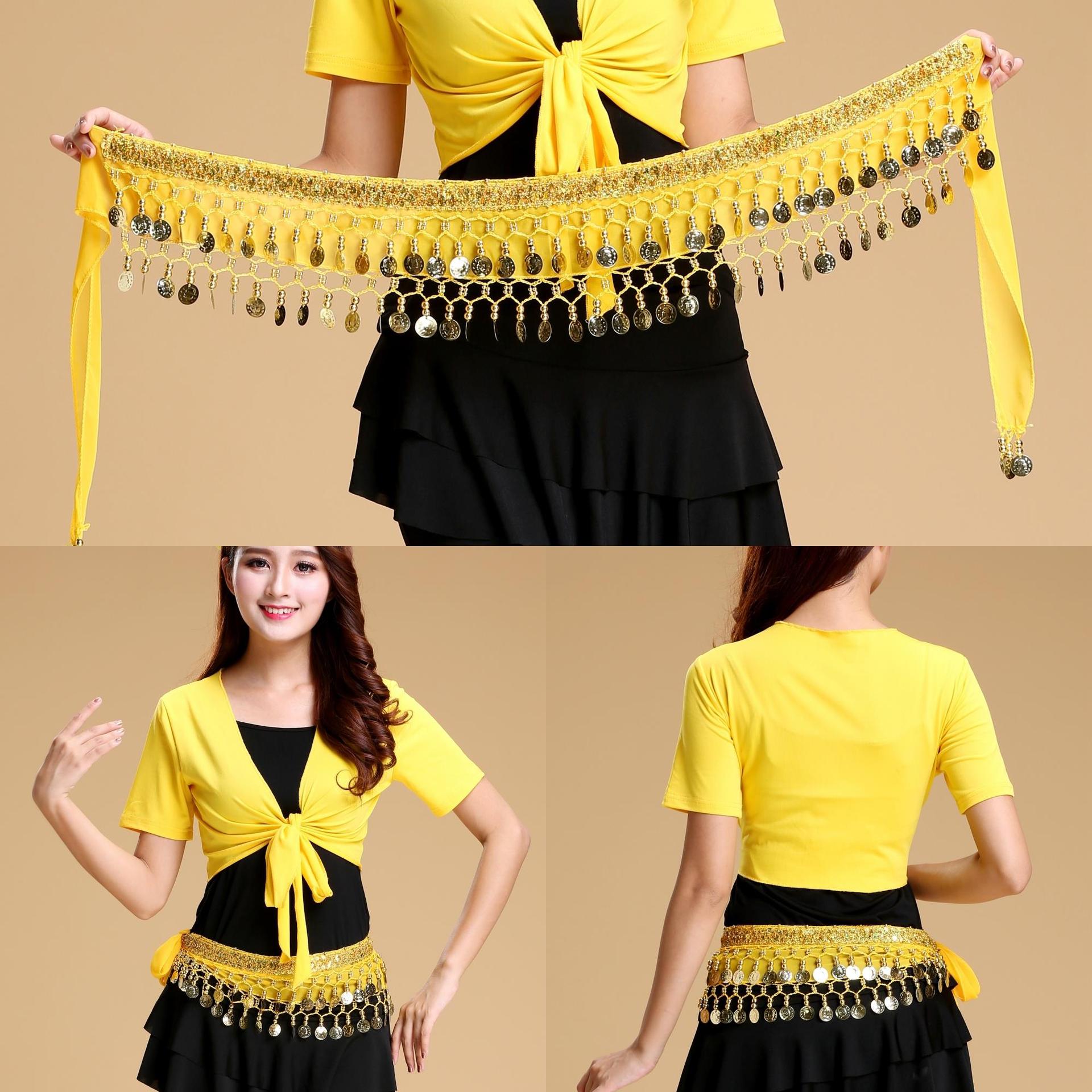 Accessori per sciarpe per danza del ventre da donna Cintura per danza orientale Moneta per danza del ventre Gonna per fianchi con nappe con paillettes Catena per la vita di danza per adulti