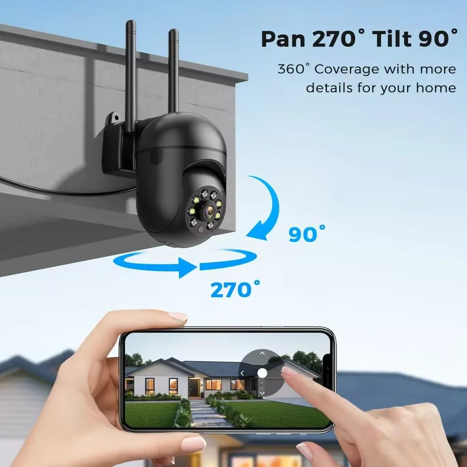 Licht Alarm CCTV Camera5MP Camera's 2.4G Wifi Kleur Nachtbewaking IP Buiten Humanoïde Tracking Thuis 4.0X Zoom Geen Ad APP