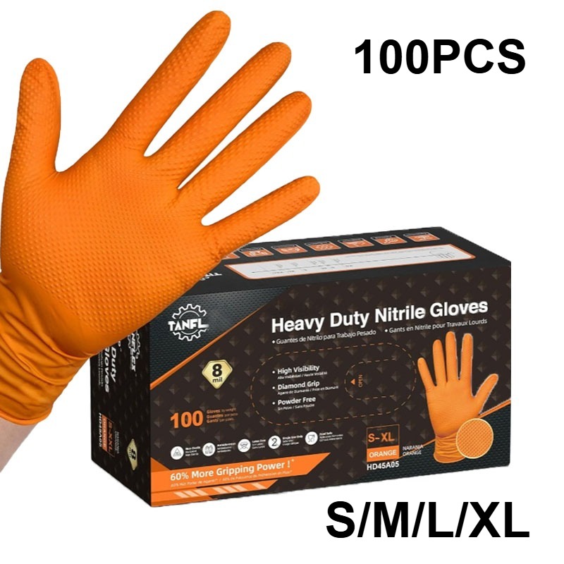 Guantes de nitrilo desechables de alta resistencia, guantes mecánicos Extra gruesos de 8Mil con agarre texturizado, guantes de trabajo de seguridad antideslizantes, 2-100 Uds.