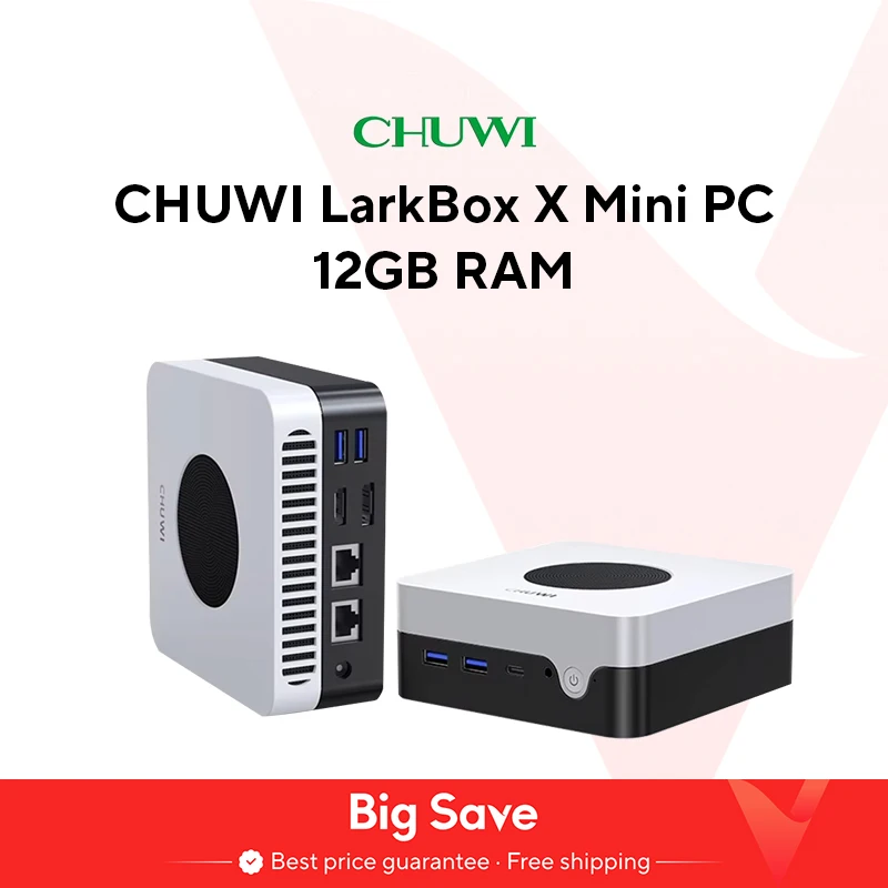 CHUWI LarkBox X Mini PC Intel N100 Gaming PC UHD Graphics dla procesorów Intel 12 generacji 12 GB RAM 512 GB SSD WiFi 6 Komputer stacjonarny
