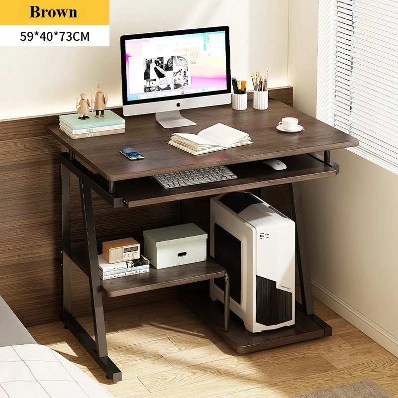 Petit bureau d'ordinateur pour petits espaces, Table d'écriture avec support, plateau de clavier, rangement de moniteur pour le bureau à domicile, bureau d'ordinateur portable