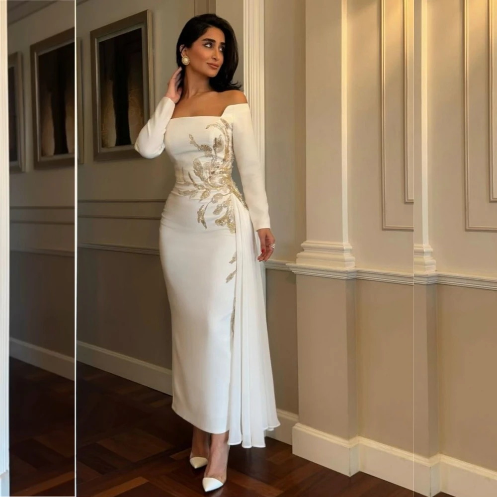 PersonalizadoJiayigong alta calidad brillo rebordear fiesta A-line fuera del hombro vestido de ocasión a medida vestidos Midi